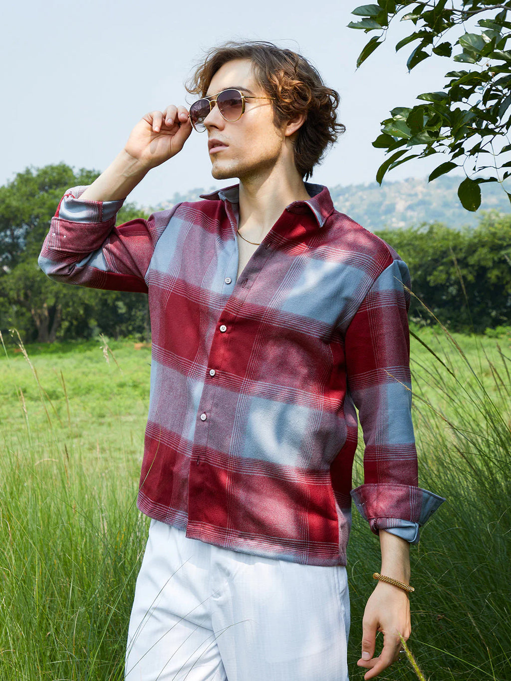 PANVYR Vignette-Checkered Oversized Shirt